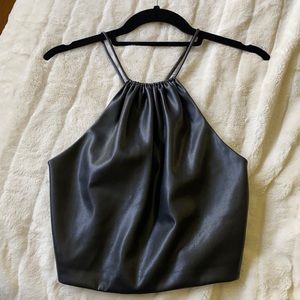 Alice + Olivia vegan leather Zumi crop top